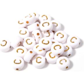 100PCS Letter Beads White Round Acrylic Alphabet Beads Gold Letter S Beads for Jewelry Making Bracelets Necklaces Key Chains DIY 4X7mm in Saudi Arabia