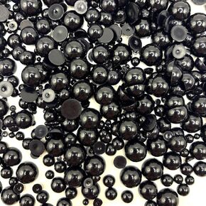 1450PCS Flat Back Pearls for Crafting, 3-14mm Half Round Loose Pearls Gems Beads for Jewlery, Shoes, Cup, Wedding, Decor Hair, Nail Art Decoration, Yellow/Green/Purple Color