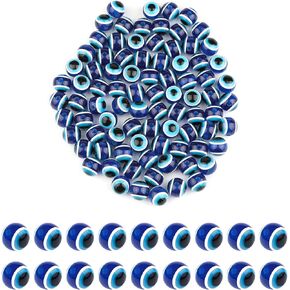 SAVITA 200pcs Blue Evil Eye Beads Eyeball Spacer Beads Handmade Resin Beads Charms for DIY Bracelets Necklace Jewelry Making (6mm/0.23inch)
