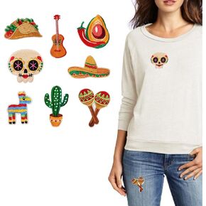8pcs Iron on Patches for Cinco De Mayo Sew On Patches Embroidered Appliques for Jeans Backpack Clothes Hats Jackets for Girls Boys Women Men (Mexican Fiesta)
