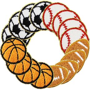 16PCS Tennis Ball Iron on Patches, Golf Baseball Volleyball Towel Embroidered Iron on Patches for Clothes, Custom Team Sports Applique for Hats, Jeans, Jackets, Bags, Backpacks, Dress (Set 2)