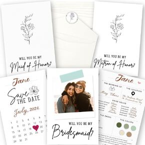 Will You Be My Bridesmaid Card - 8 Bridesmaid Proposal Card, 1 Will You Be My Maid Of Honor Card, 1 Will You Be My Matron Of Honor Proposal, Bridesmaid Proposal Gifts Ideas and Stickers
