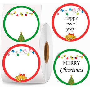 Christmas Themed Direct Thermal Labels 2 inch Color Coding Dot Labels for Thermal Label Printer Holiday Shipping Label Printer for New Year Party Business 500 Pcs Per Roll