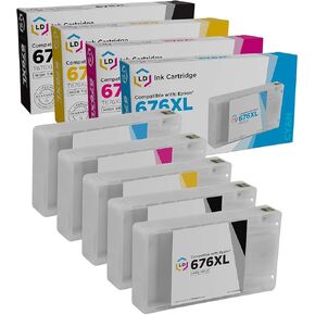 LD Products Remanufactured Ink Cartridge Replacement for Epson 676XL T676XL High Yield (2 Black, 1 Cyan, 1 Magenta, 1 Yellow, 5-Pack) Workforce WP-4020 WP-4530 WP-4540 WP-4010 WP-4023 WP-4090 WP-4520