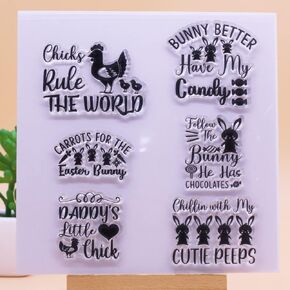 Linda Craft 1pc Chicks Rule The World Bunny Better Happy Easter Clear Stamps for Card Making Decoration and DIY Scrapbooking