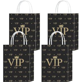Tyndallrays 16 Pieces VIP Goodie Bags for VIP Birthday Party Supplies,VIP Gift Snacks Treat Candy Party Favors Bags with Handles for Kids Adults Hollywood Movie Theme Party Decorations