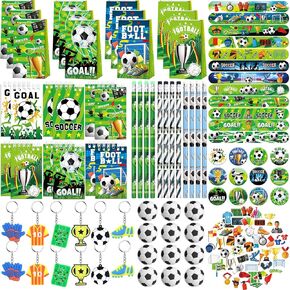 Soccer Party Favors - Birthday Decorations, Party Favor Bags, Keychain, Mini Notepad, Stickers, Bracelets for Sport Party Decorations Supplies, Kids Boys Girls