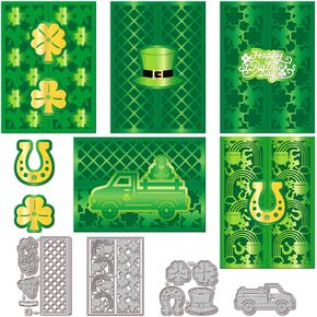 GLOBLELAND Saint Patrick's Day Scrapbooking Die Cuts - Clover Metal Die Set for Card Making & Craft Decor