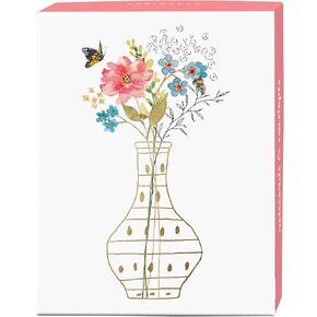 Graphique Watercolor Flowers Greeting Cards | 20 Pack | All Occasion Blank Note Cards with Envelopes | 4 Assorted Floral Designs with Gold Foil Borders | Boxed Set for Personalized Notes | 4.25" x 6"