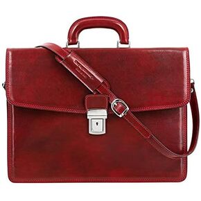 Time Resistance Leather Briefcase - Italian Handmade Leather Laptop Bag - Handbag for Men - Professional Computer Case