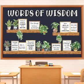 Qilery Bookshelf Bulletin Board Set Plant Motivational Classroom Decor Reading Library Bulletin Board Set Inspirational Cutout for Back to School Classroom Decoration