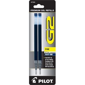 Pilot, G2 Gel Ink Refills, Fine Point 0.7 mm, Navy, Pack of 2