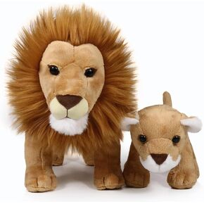 Ice King Bear Lion Father and Baby Stuffed Animals Lifelike Plush Toy 12 Inches Length