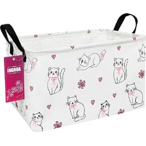 INGHUA Rectangular Storage Basket Fabric Organizer Bin for Toys,Books,Clothes,Gifts,Pets-Perfect for Home,Office,Nursery,Dorm,Shelf(Rec grey deer)