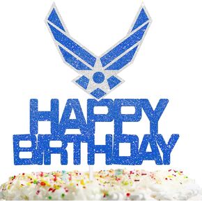 Blue Glitter Navy Happy Birthday Cake Topper Sea Battle موضوع ديكور مستلزمات دش الطفل