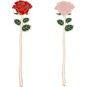 2 Pcs Rose Bookmark, Metal Book Page Holder for Women Reading Lovers, Vintage Pretty Flower Page Holder for Valentine Mother's Day Christmas Birthday Gift (Red and Pink Rose)