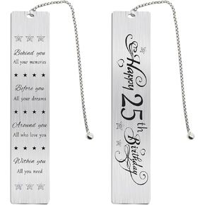Jzxwan 25th Birthday Gifts Card for Women Men, Happy 25 Year Old Birthday Bookmark Gift for Her Him, Personalised 25 Bday Presents Decorations, 2000 Bday Gift Ideas