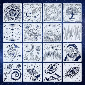 25 Pcs 6 Inch Art Stencils for Painting Reusable: Sun Moon and Star Stencils Symbols Stencils Solar System Constellation Stencil Devil's Eyes Stencil Tarot Divination Theme Stencil (Tarot Divination)