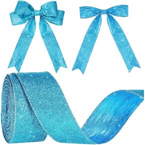 Wired Ribbon 2 Inch Two-Tone Glitter Crinkled Ribbon with Metallic Edge for Gift Wrapping Bow Making Wreaths Garland Valentine‘s Day Wedding Decorations 20 Yards (Gold)