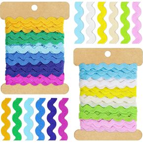 12 Yard Wave Bending Fringe Trim Multi-Colors Colorful 5mm Curved Edge Ribbon for Clothes Dress Sewing DIY Making Home Party Decoration Wave Ribbon Craft Supply