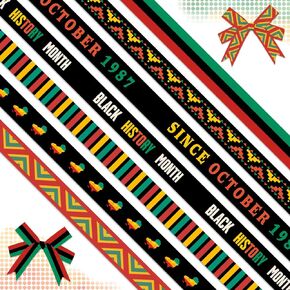 ABTOLS 7 Rolls 21 Yard Black History Month Ribbons 3/8" Freedom Day Green Red Yellow Black Stripe Grosgrain Ribbons Patriotic Juneteenth Wrapping Craft Ribbons for Kwanzaa Home Party Favors Decor