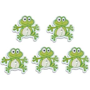 HEALLILY Wooden Buttons Frog Embellishment Button 2 Hole Sewing Button for DIY Scrapbooking Crafts Clothes Shoes Hats 50Pcs