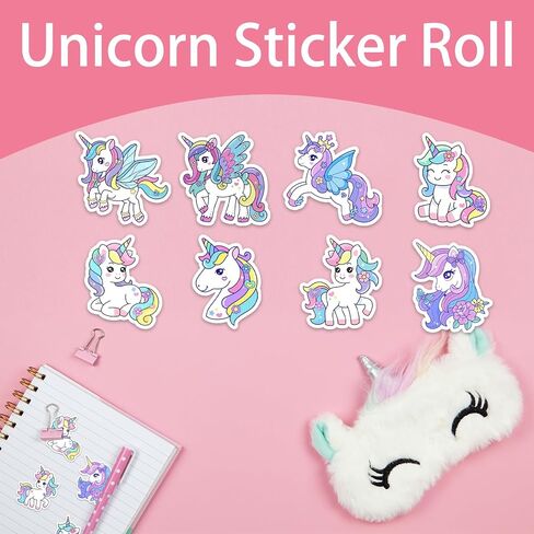 Unicorn Sticker Roll Cartoon DIY Craft Reward Incentives Stickers Envelope Seals Cute Animal Office Supplies Birthday Party Favor Gift Self Adhesive Labels 500 Pcs in Saudi Arabia