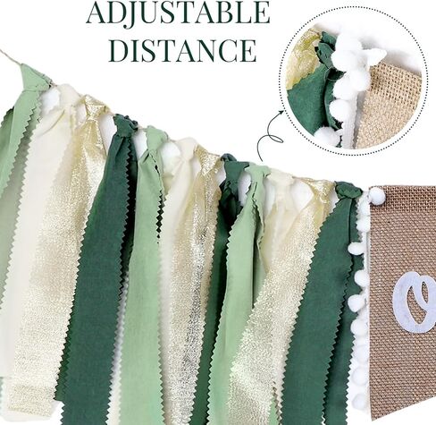 Buryeah One Highchair Banner 1st Birthday Highchair Banner 80 inch for Girls Boys Birthday Party Supplies Cake Photo Props Baby Shower Garland(Green Tan) in Kuwait