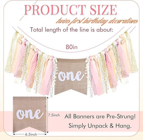 Buryeah One Highchair Banner 1st Birthday Highchair Banner 80 inch for Girls Boys Birthday Party Supplies Cake Photo Props Baby Shower Garland(Green Tan) in Kuwait