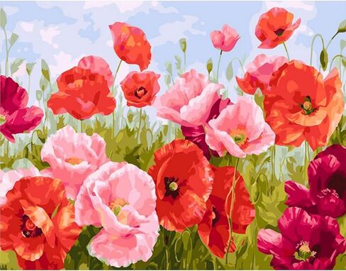 eGoodn Diamond Painting Kit for Adults Poppy Flowers 20x16 Inches Flower Diamond Art DIY Crafts Kit Full Drill Round Dot Gem Art for Beginners in Saudi Arabia