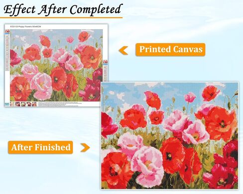 eGoodn Diamond Painting Kit for Adults Poppy Flowers 20x16 Inches Flower Diamond Art DIY Crafts Kit Full Drill Round Dot Gem Art for Beginners in Saudi Arabia