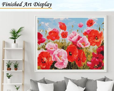 eGoodn Diamond Painting Kit for Adults Poppy Flowers 20x16 Inches Flower Diamond Art DIY Crafts Kit Full Drill Round Dot Gem Art for Beginners in Saudi Arabia