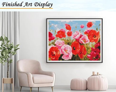 eGoodn Diamond Painting Kit for Adults Poppy Flowers 20x16 Inches Flower Diamond Art DIY Crafts Kit Full Drill Round Dot Gem Art for Beginners in Saudi Arabia