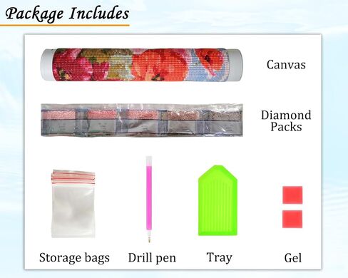 eGoodn Diamond Painting Kit for Adults Poppy Flowers 20x16 Inches Flower Diamond Art DIY Crafts Kit Full Drill Round Dot Gem Art for Beginners in Saudi Arabia
