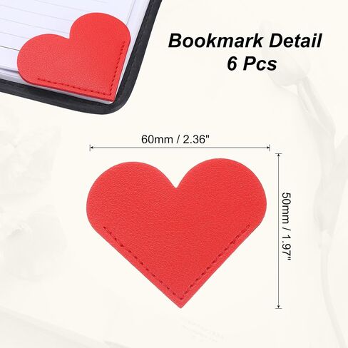 uxcell 6Pcs Leather Heart Bookmarks, Corner Bookmarks Book Marks Page Markers Cute Page Clip for Men Women Teacher Reader Book Lover Writers (Red) in Saudi Arabia