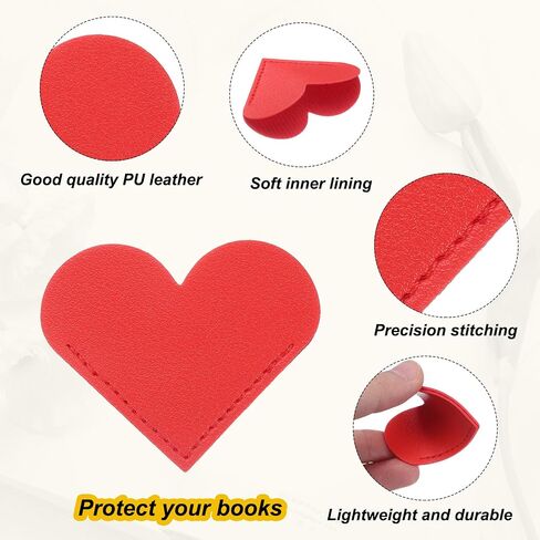 uxcell 6Pcs Leather Heart Bookmarks, Corner Bookmarks Book Marks Page Markers Cute Page Clip for Men Women Teacher Reader Book Lover Writers (Red) in Saudi Arabia