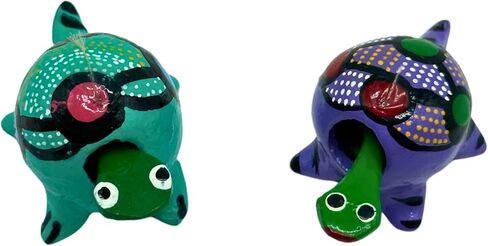 Turtle Mexican Bobbles | Hand Painted Wood | Bulk Turtles | Handmade Decoratives | Party Favors | Collectibles | Bobble Head Animals | Decor (50 Pack) in Saudi Arabia