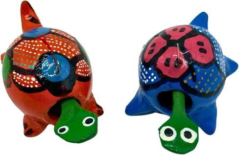 Turtle Mexican Bobbles | Hand Painted Wood | Bulk Turtles | Handmade Decoratives | Party Favors | Collectibles | Bobble Head Animals | Decor (50 Pack) in Saudi Arabia