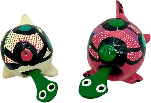 Turtle Mexican Bobbles | Hand Painted Wood | Bulk Turtles | Handmade Decoratives | Party Favors | Collectibles | Bobble Head Animals | Decor (50 Pack) in Saudi Arabia