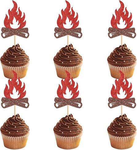 Ercadio 24 PCS Woodland Party Cupcake Topcake تختار أقطار الحفلات الحمراء الحزب in Kuwait