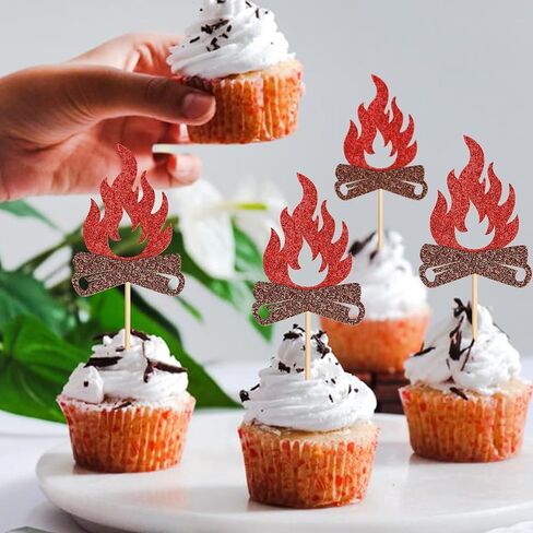 Ercadio 24 PCS Woodland Party Cupcake Topcake تختار أقطار الحفلات الحمراء الحزب in Kuwait