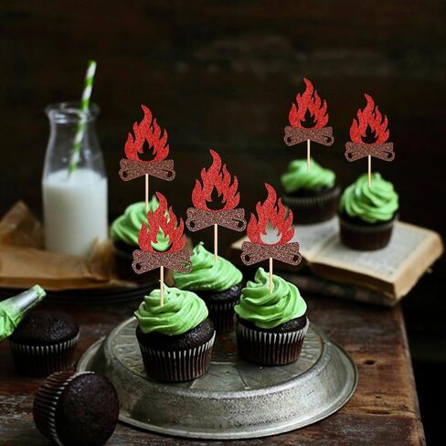 Ercadio 24 PCS Woodland Party Cupcake Topcake تختار أقطار الحفلات الحمراء الحزب in Kuwait