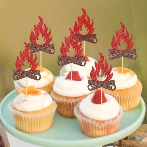 Ercadio 24 PCS Woodland Party Cupcake Topcake تختار أقطار الحفلات الحمراء الحزب in Kuwait