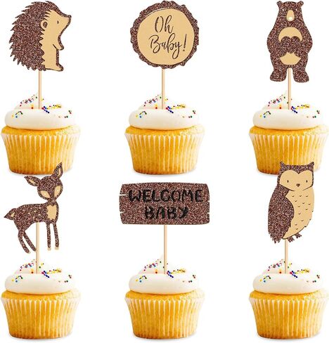 Ercadio 24 PCS Woodland Party Cupcake Topcake تختار أقطار الحفلات الحمراء الحزب in Kuwait