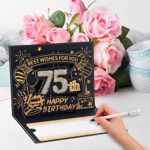بطاقة عيد ميلاد Homanga 40 ، بطاقة عيد ميلاد ثلاثية الأبعاد للرجال للرجال ، مرة أخرى في عام 1985 بطاقة مع مظروف ، هدايا عيد ميلاد الأربعين للرجال ، النساء ، الزوج ، الزوجة (الذهب الأسود) in Kuwait