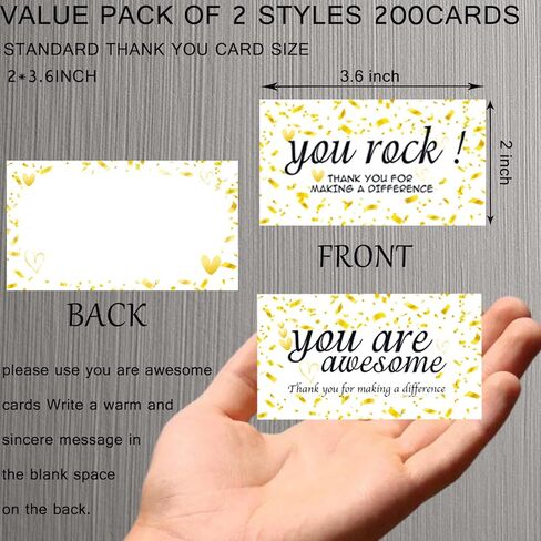 200 Pieces You Are Awesome Cards Colorful Thank You For Making a Difference Cards Thank You Note Cards Appreciation Insert Greeting Card for Staff Teacher Employee Doctor Volunteer in Saudi Arabia