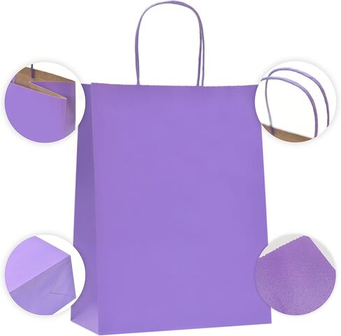 Nexmint Purple Gift Bag 8"x10.5": 24 Pack Bulk Medium Kraft Paper Bags with Handle. Great for Halloween, Birthday, Holiday Party, Autumn Festivities, Favors, Goodie, Candies, Shopping, Business, Retail in Saudi Arabia