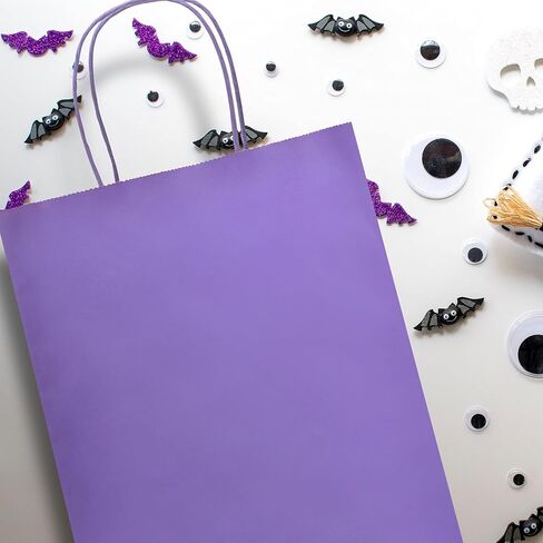 Nexmint Purple Gift Bag 8"x10.5": 24 Pack Bulk Medium Kraft Paper Bags with Handle. Great for Halloween, Birthday, Holiday Party, Autumn Festivities, Favors, Goodie, Candies, Shopping, Business, Retail in Saudi Arabia
