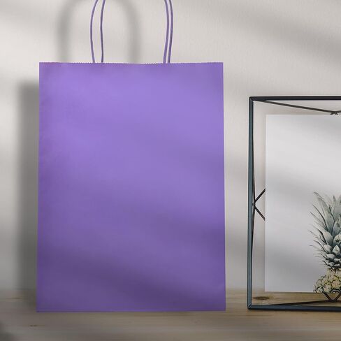 Nexmint Purple Gift Bag 8"x10.5": 24 Pack Bulk Medium Kraft Paper Bags with Handle. Great for Halloween, Birthday, Holiday Party, Autumn Festivities, Favors, Goodie, Candies, Shopping, Business, Retail in Saudi Arabia