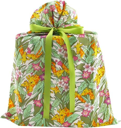 VZWraps Giraffes Reusable Fabric Gift Bag for Baby Shower or Birthday (Large, 20 Inches Wide by 27 Inches High) in Kuwait